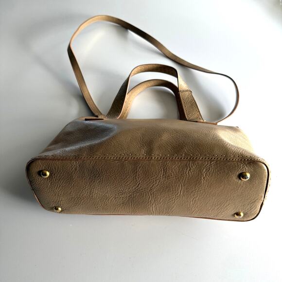 Fossil Sedona Gold Metallic Top Handle Shoulder Strap‎ Zip Satchel Purse Handbag - Picture 6 of 9